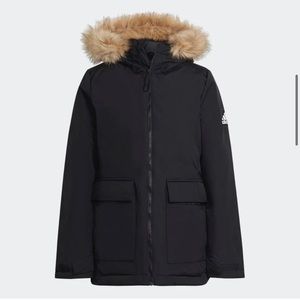Adidas Puffer with fur around hood